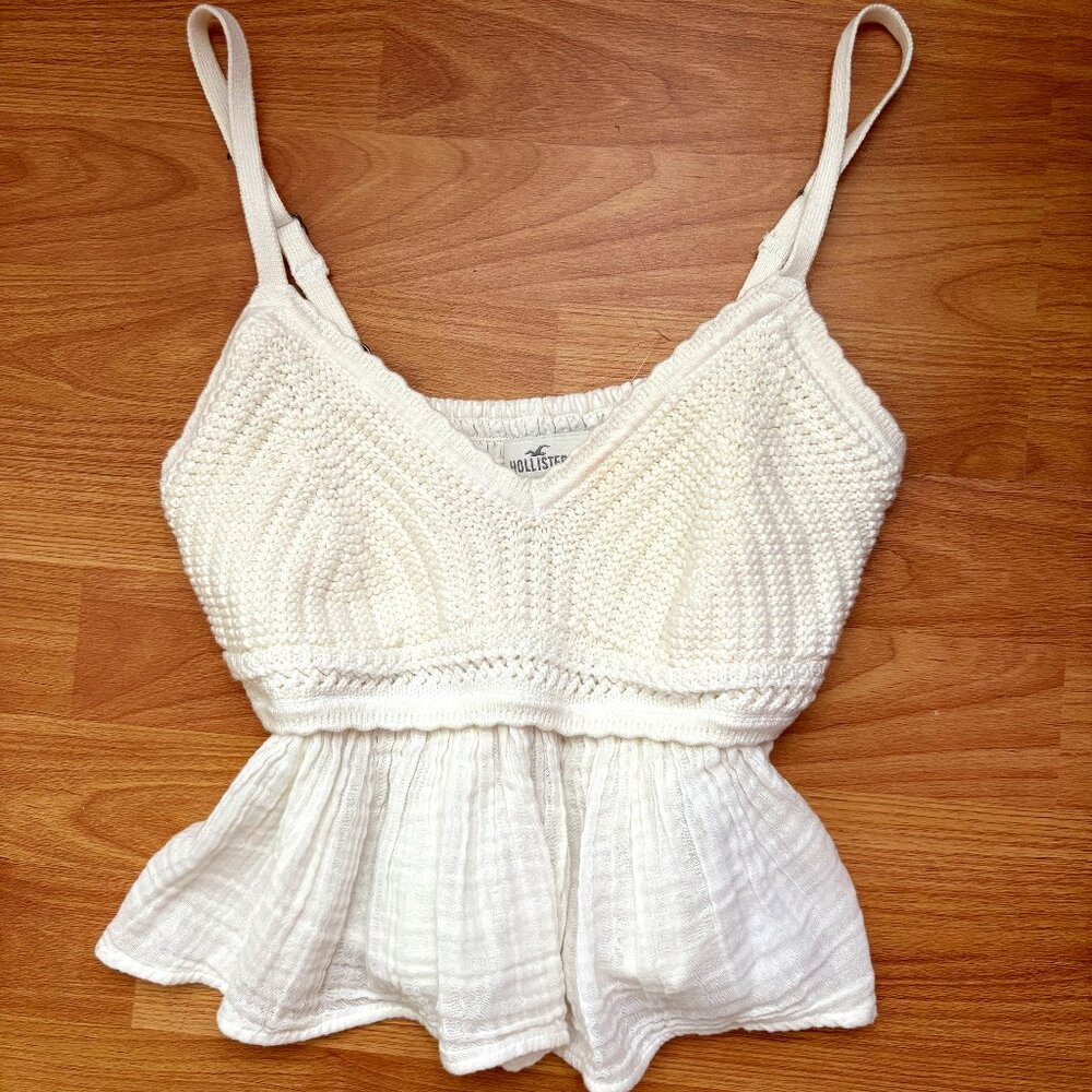 Hollister White Crochet Cami